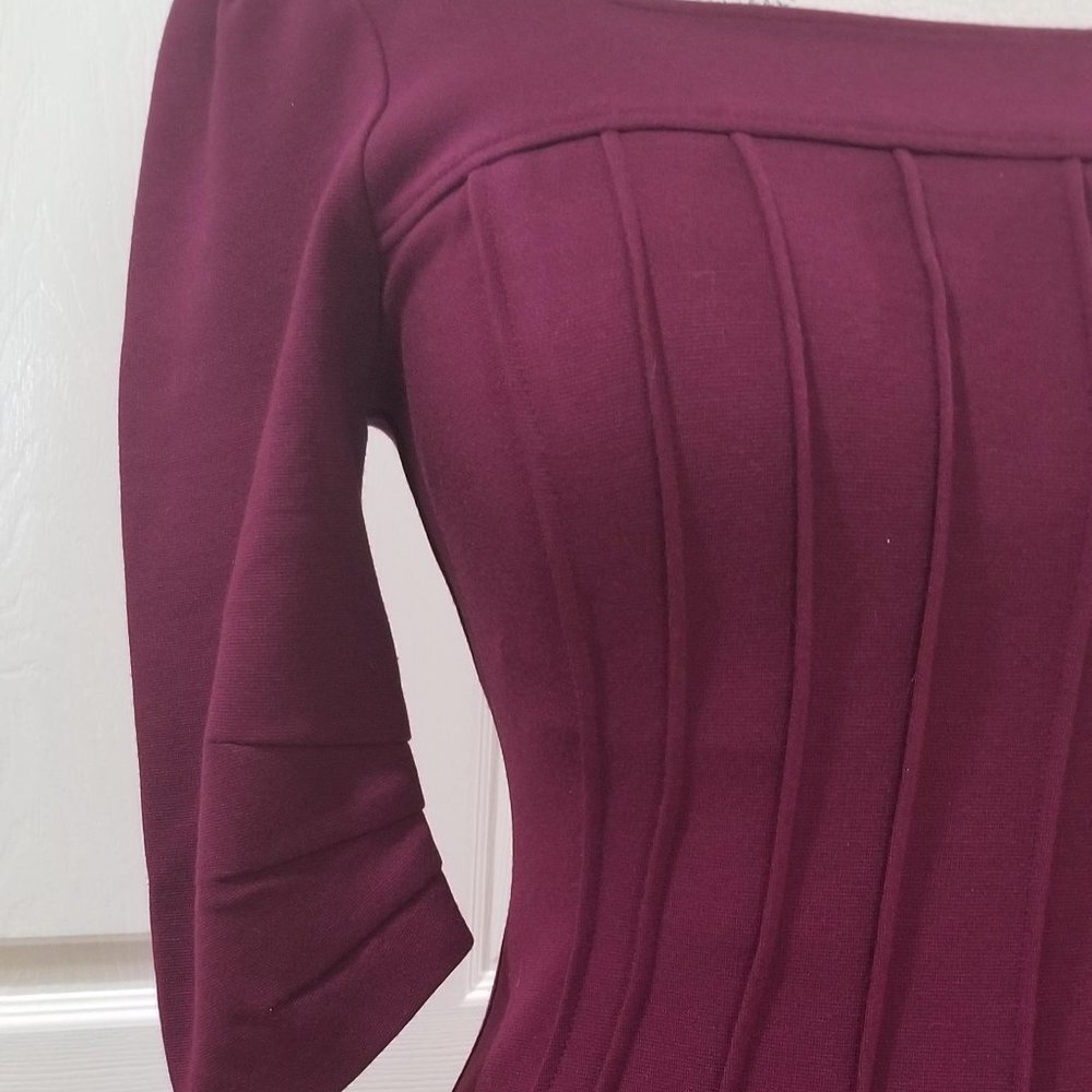 Maggy London Ponte Dress in Wine - Picture 5 of 16